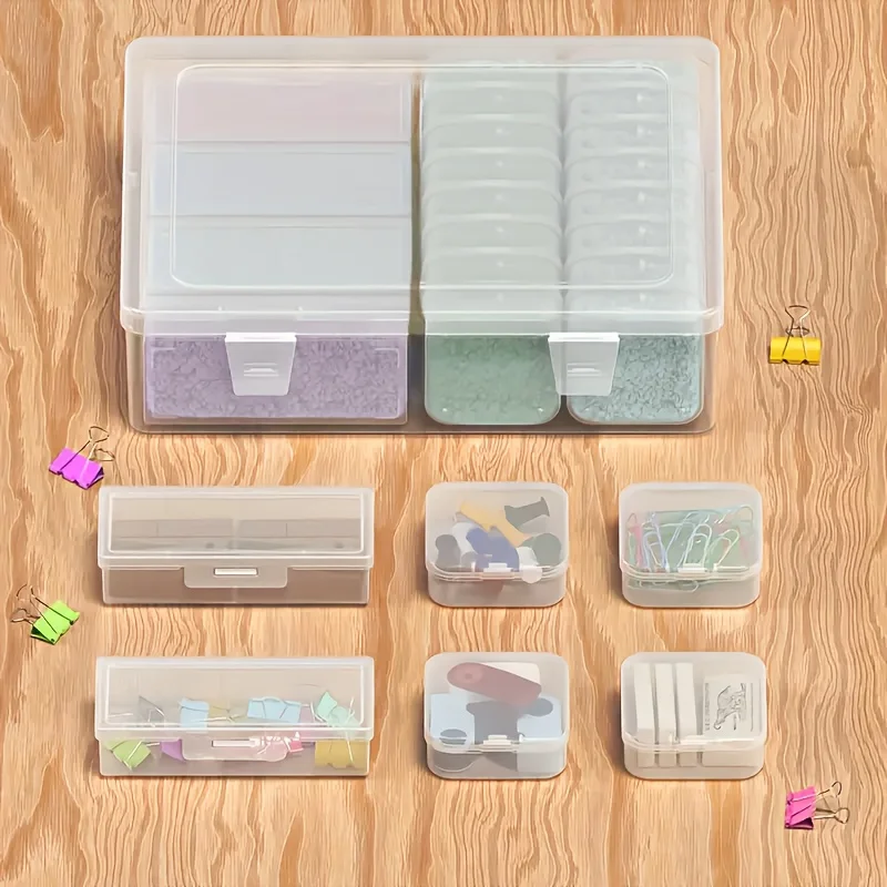 1 Set of 7 Large Rectangular Boxes + 16 Small Square Boxes, Used for Storing Beads, Jewelry Boxes, DIY Craft Accessory Boxes