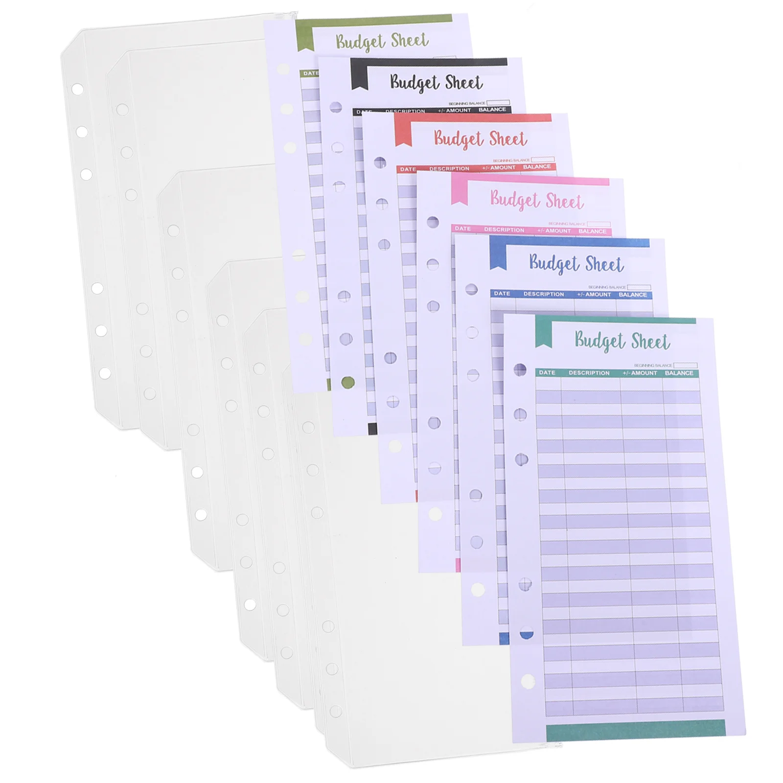 

24Pcs Budget Insert Sheets A6 Loose Leaf Bags with Zipper Portable Money Organizer for Monthly Bill Tracking and Planning