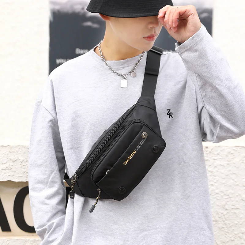 

New Men Breast Package Large Capacity Chest Bag Fashion High Quality Outdoor Sport Waterproof Waist Bag Pouch Crossbody Male Bag