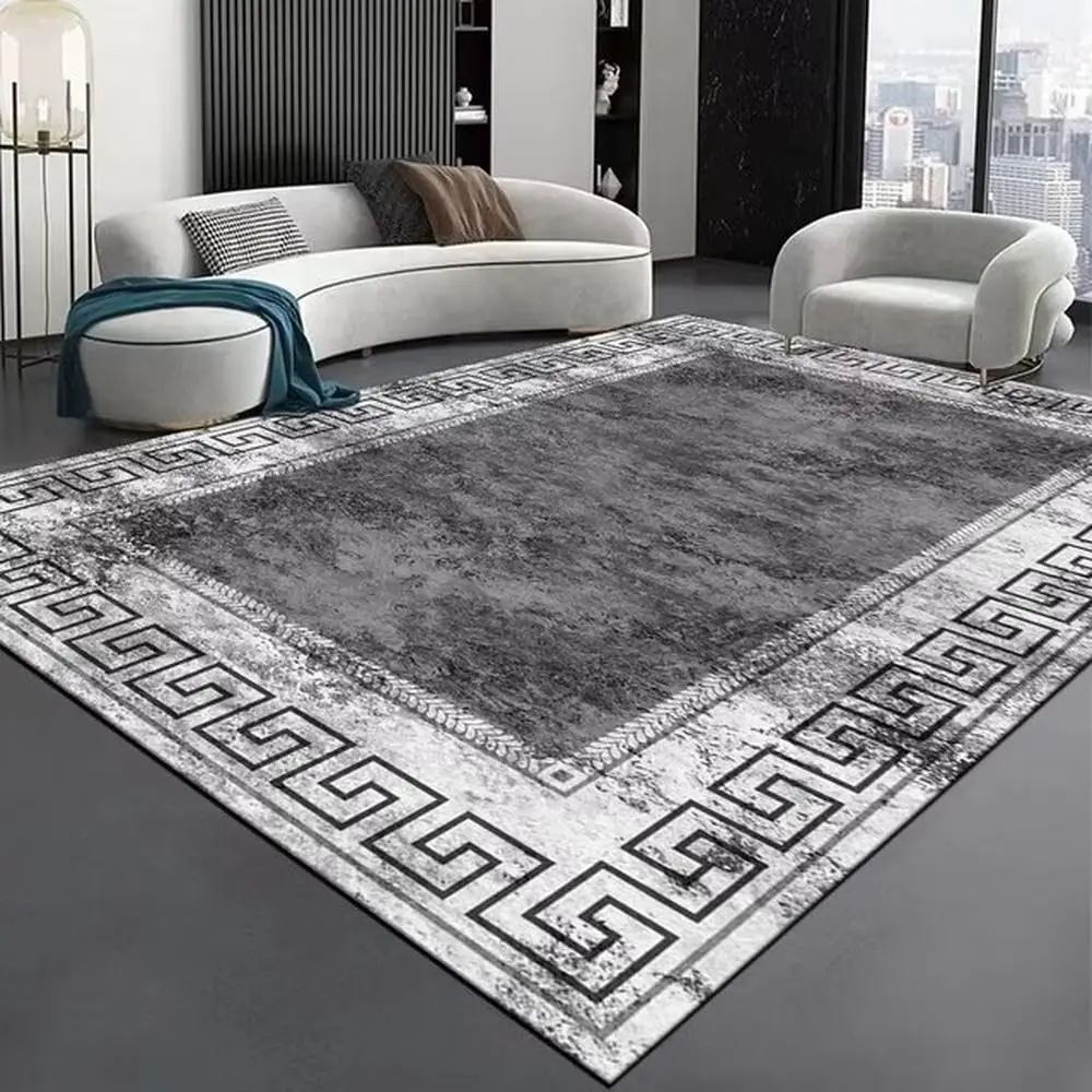 Modern High-end Living Room Carpet Luxury Grey Home Decoration Bedroom Large Area Rugs Elastic Washable Door