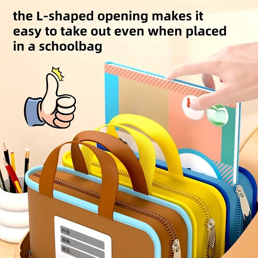 L-vormige A4-mapzak, grote opbergtas voor briefpapier, transparante dossiertas met grote capaciteit, schoolbenodigdheden