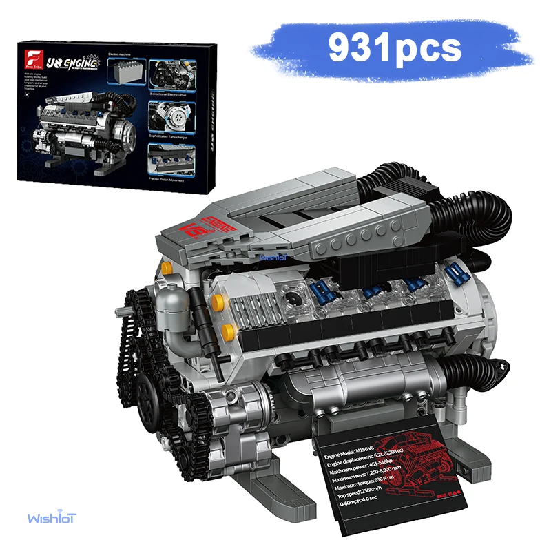 36303 supercar v8 modelo de motor 931 peças conjunto de blocos de construção montagem técnica tijolo brinquedos haste criativa educacional presente de natal