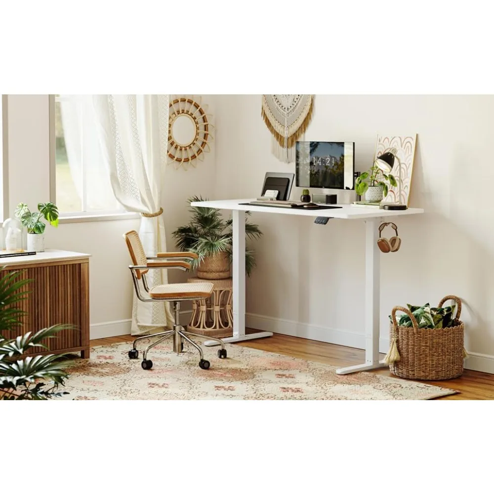 مكتب مكتب كهربائي قابل للتعديل بارتفاع 55 × 24 بوصة من كوبي كوبي، لوح ربط، أبيض للمكتب المنزلي