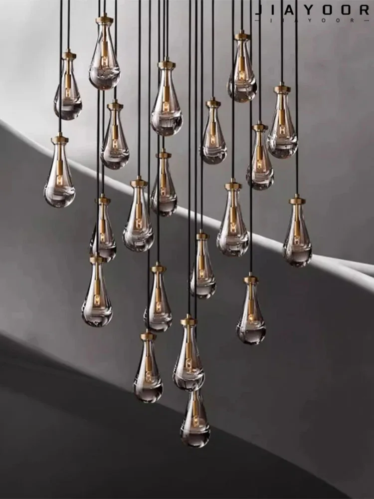 Modern  Chandeliers Large Water Droplets Crystal Lights Living Rooms Study Rooms Hotels Villas Duplex Chandeliers Free Shipping