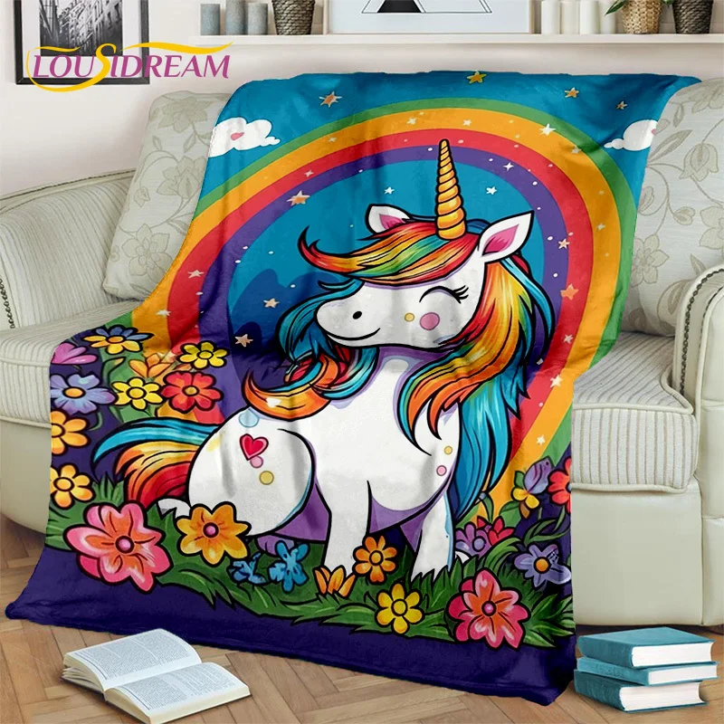 Cartoon Cute Unicorn Girl Birthday Gift Blanket,Soft Throw Blanket for Home Bedroom Bed Sofa Picnic Travel Cover Blanket Kids