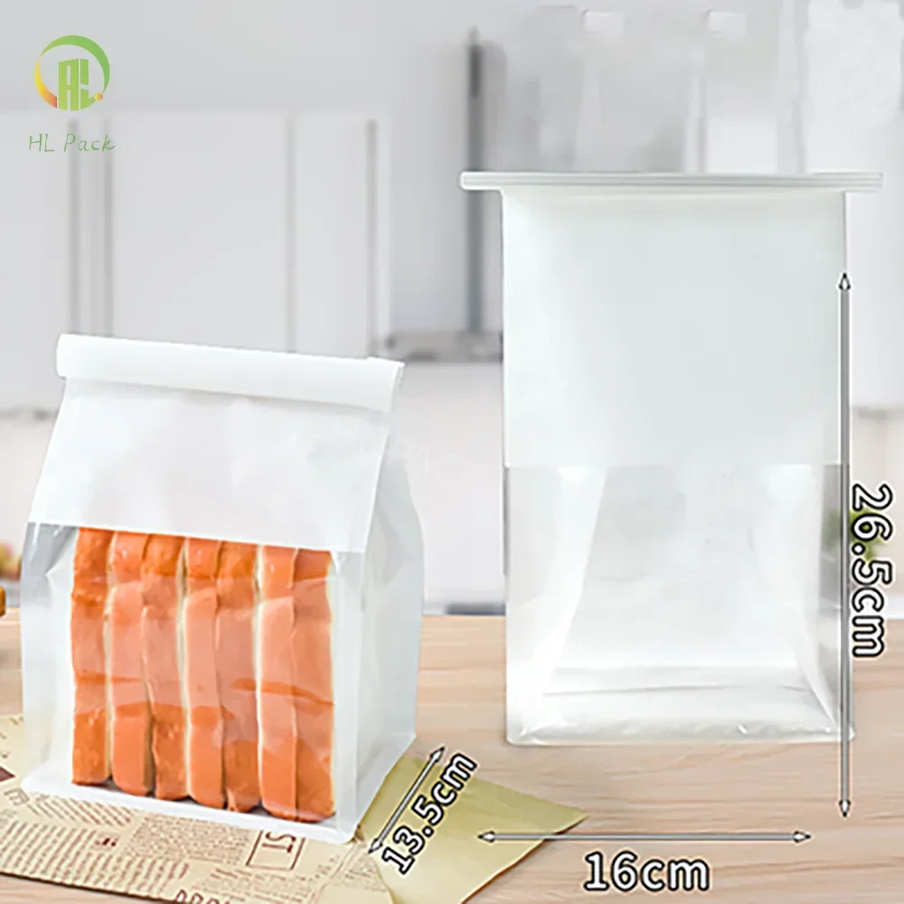 100pcs Packaging Toast Bag Packaging Bag, Self Sealing Bread Bag Wire Rolled Edge Baking Transparent Biscuit Cake Bag Sealed