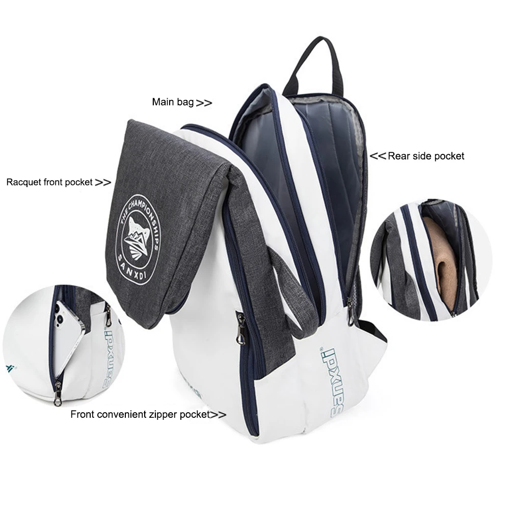 Large Capacity Tennis Racquet Backpack Women Men Teenager Badminton Racket Bag Waterproof Sports Rucksack with Shoes Compartment