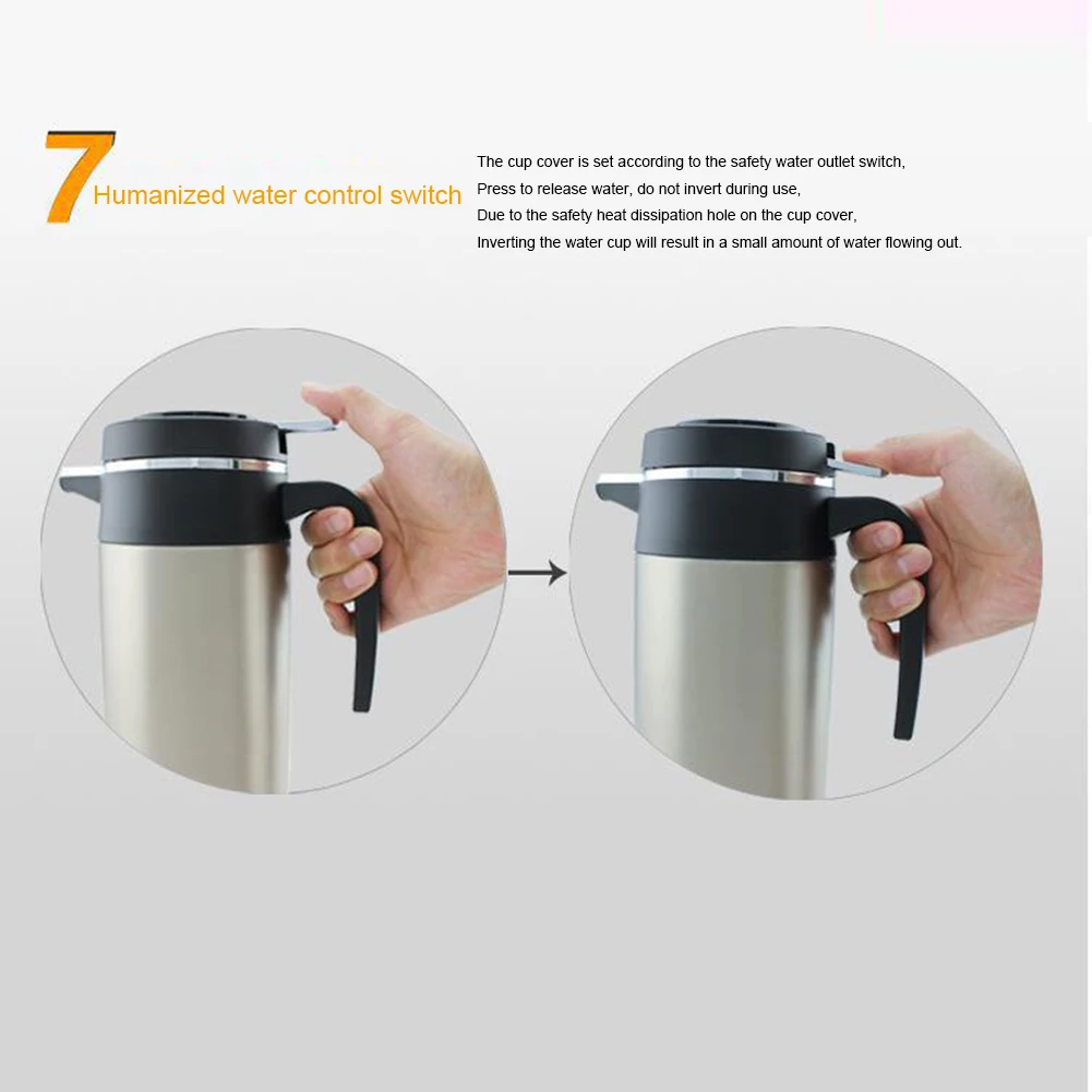 750/1200ML 12V/24V Stainless Steel Thermal Bottle Portable Electric Kettle Heated Car Mug Vehicle Heating Cup Coffee Thermos Mug