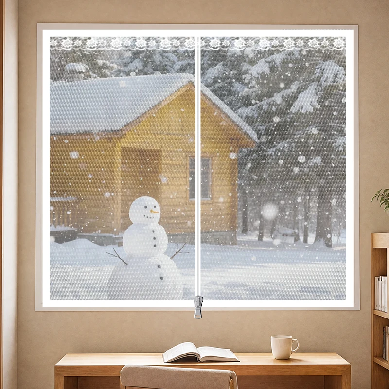 Winter anti-chill, anti-wind and warm protection curtains for bedroom, sealed wind-proof partition for windows, window film