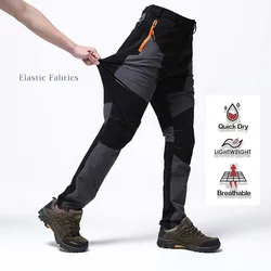 Splicing Elastic Mens Hiking Pants Outdoor Thin Quick Dry Water Splashproof Trekking Climbing Wear-resistant Breathable Pants