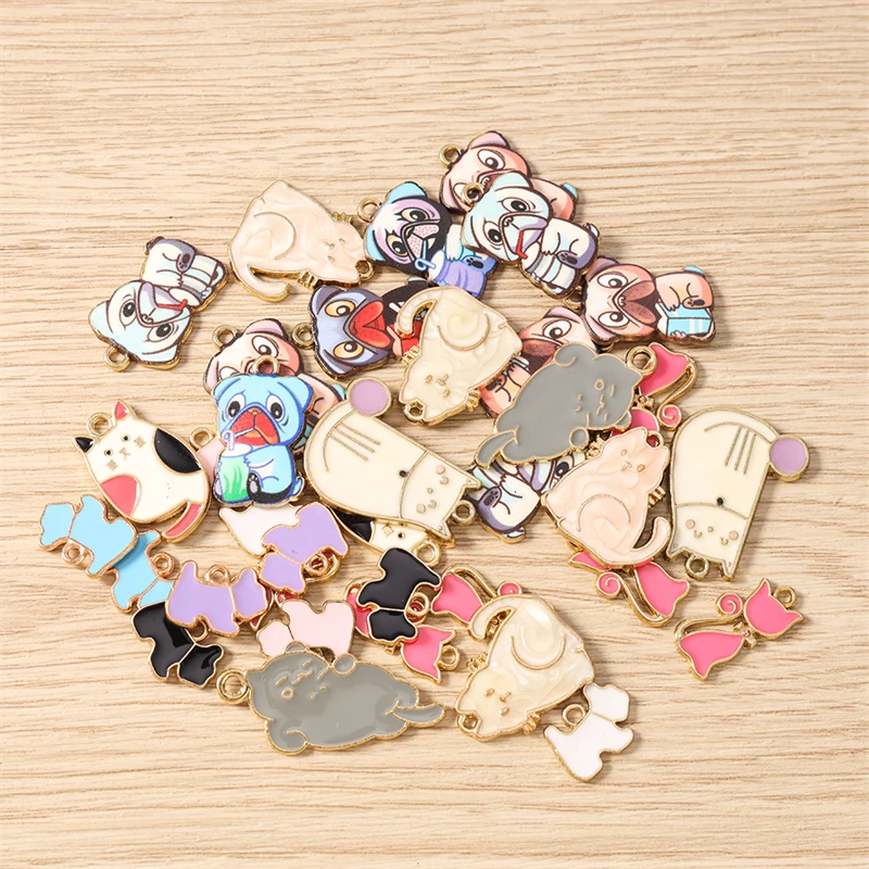 

10pcs Mix Cartoon Animal Charms Enamel Dog Cat Charms Pendants for Jewelry Making Earrings Necklaces Bracelets DIY Crafts Gifts