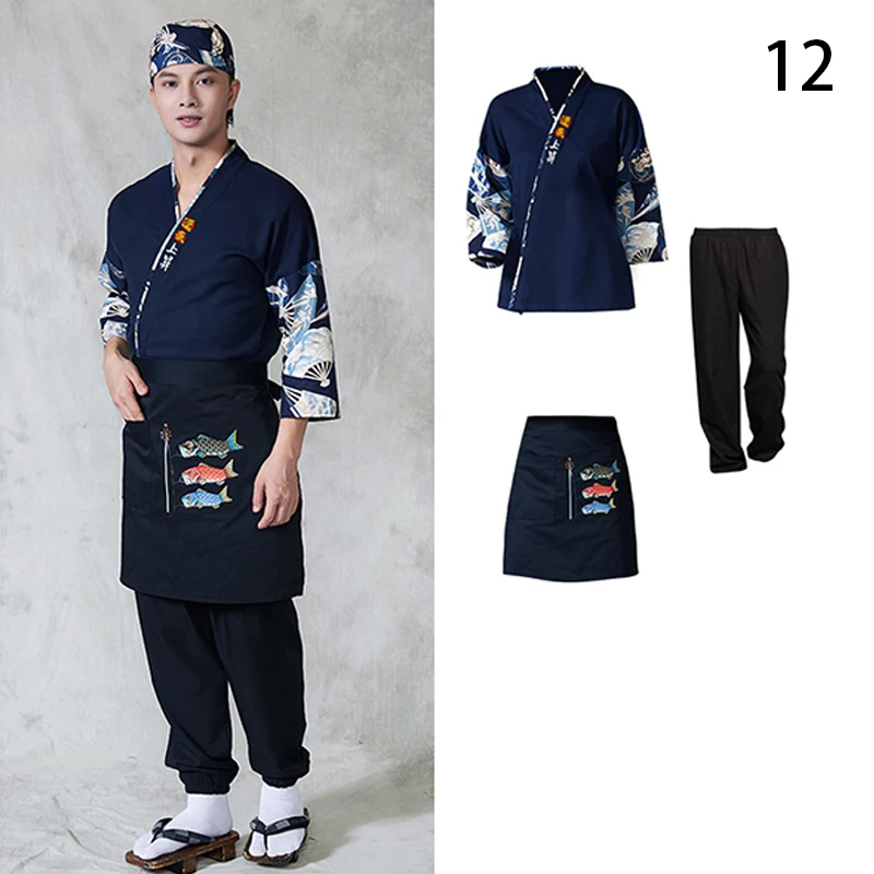 일본식 요리사 코트 스시 요리 레스토랑 기모노 탑 바지 유니폼 웨이터 작업복 Izakaya Chef Work Clothes Jackets