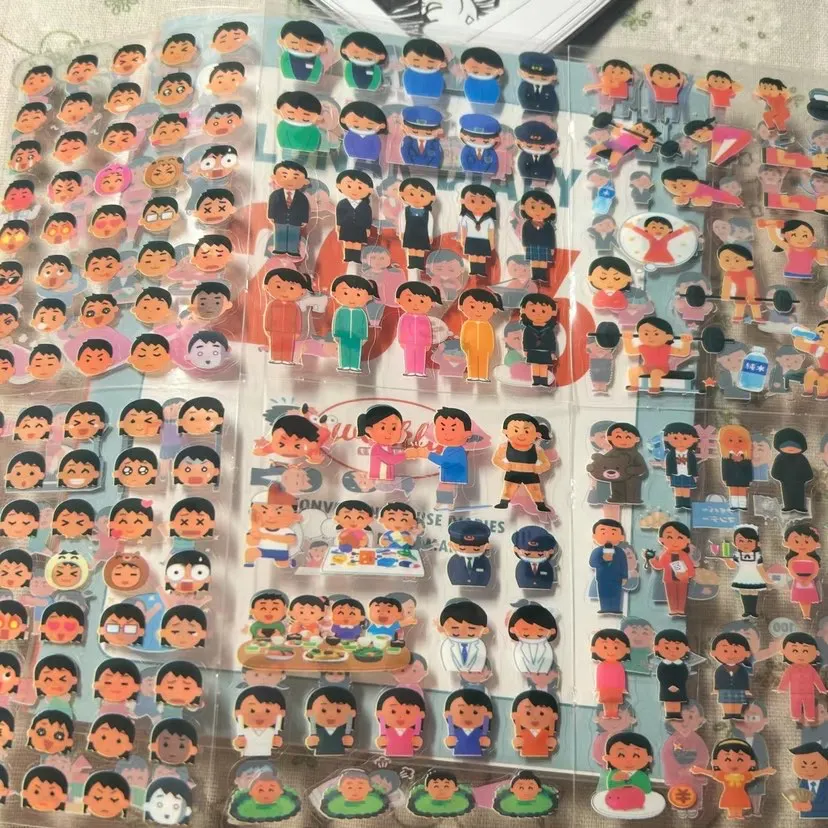 10 Sheet Kawaii Japanese Cartoon Character Stickers Transparent Die-Cut School Stationery Journal