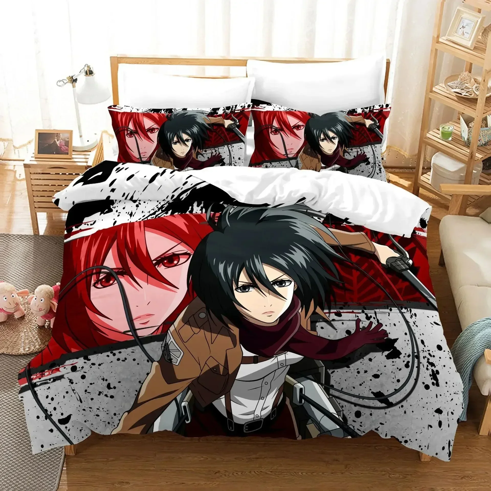 Exquisite 3D Attack On Titan Bedding Set Single Twin Full Queen King Size Attack On Titan Bed Set Children Kid Bedroom Duvet Cov