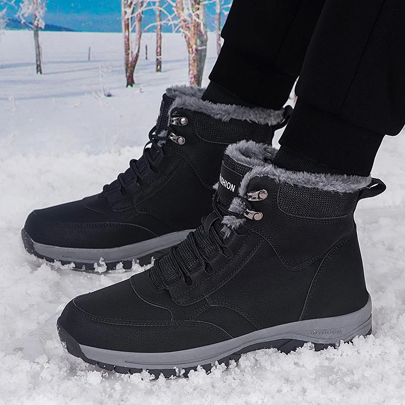 Men's Winter Snow Boots woman's Waterproof sneakers Super Warm Men's Boots Outdoor Men Hiking Boots Work Travel Shoes Size 37-47