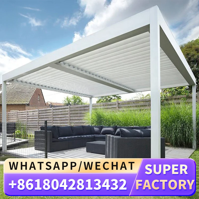 4x5 5x4 m Awning Garden Canopy Waterproof gazebo Motorized Metal Outdoor Louvered Kits Roof System Bioclimatic Aluminum Pergola