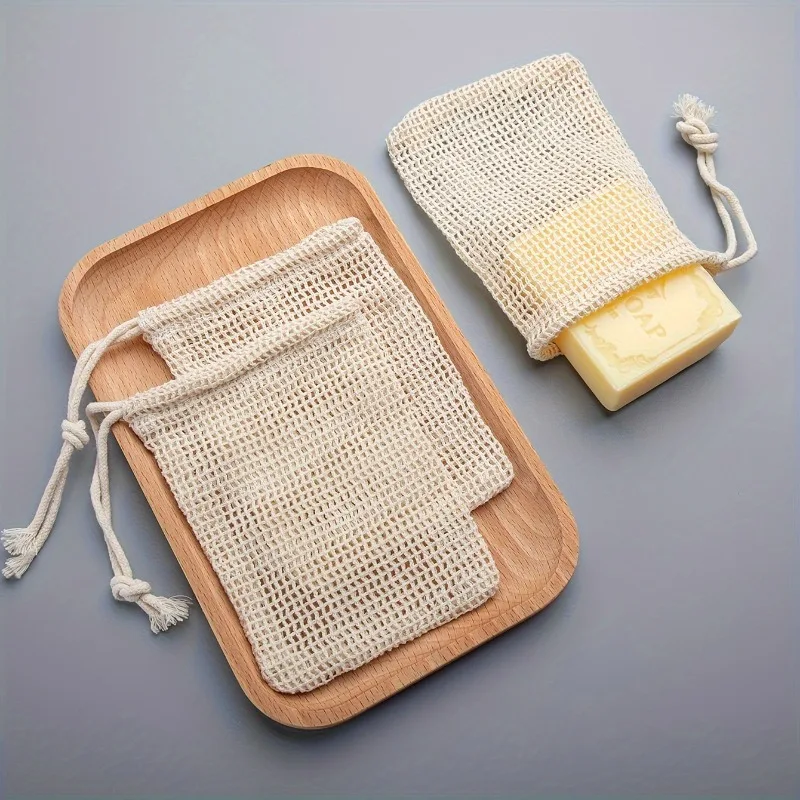 Natural Cotton Soap Saver Bag, 1 Pieces Eco-friendly Handmade Lathering Cotton Mesh Soap Pouch For Body Cleansing Skincare