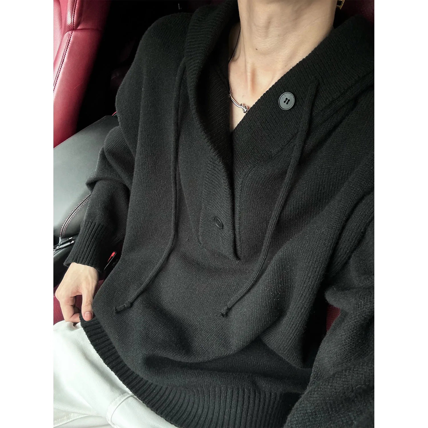Sweater men 2025 casual new autumn winter couple loose hooded pullover knitted sweater jacket solid color cool men's clothing