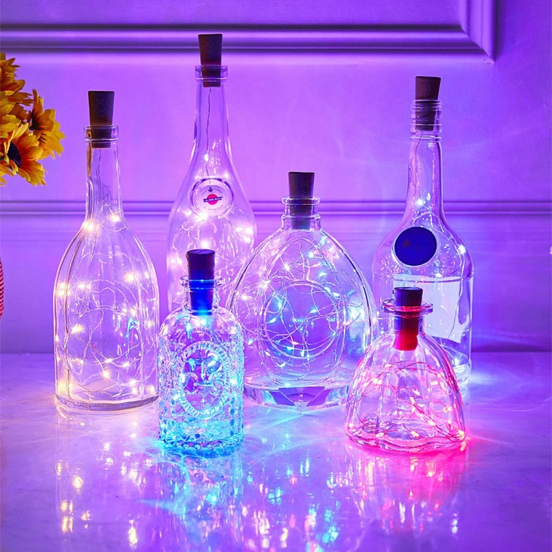 1 متر 10 المصابيح سلسلة أضواء الشمسية في الهواء الطلق مقاوم للماء الأسلاك النحاسية زجاجة النبيذ الجنية ضوء مصباح ديكور لزجاجة زهرة ديكور الزفاف #4