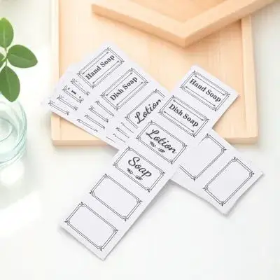 

6Pcs Waterproof Transparent Soap Stickers Removable Labels Self Adhesive for Soap Dispenser Bottles Glass Plastic Clear