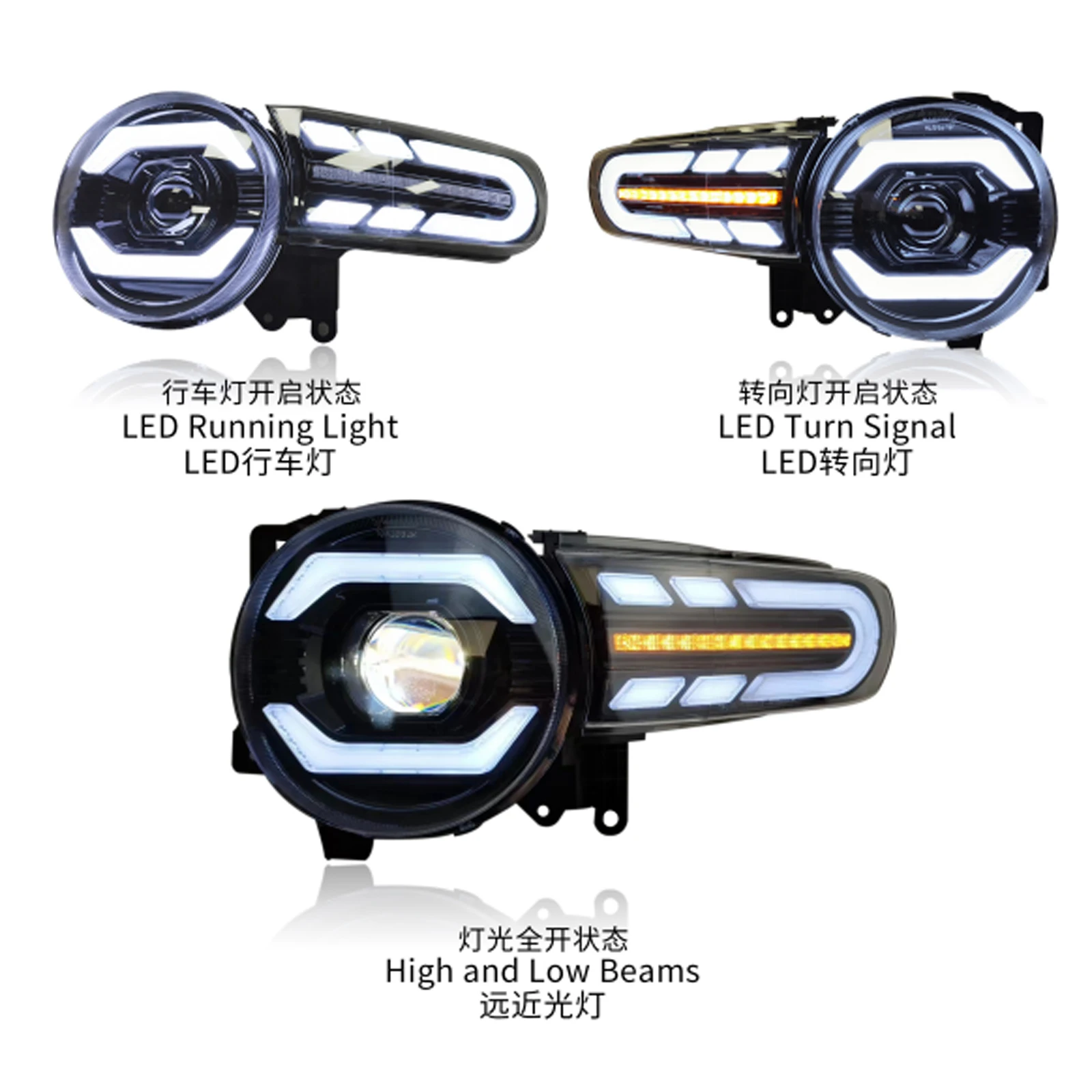 

LED Headlamp For Toyota FJ Cruiser Headlight 2007 - 2016 Front Brake Reverse DRL Lights Car Rear Lamps Accessory