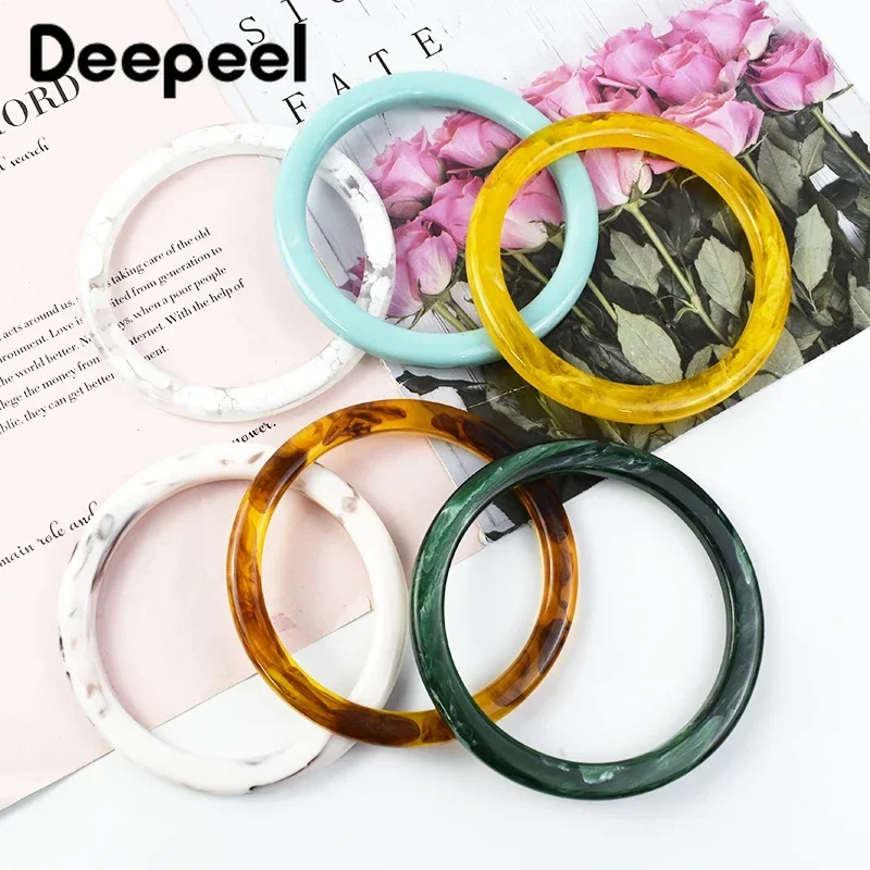 2/4Pcs Deepeel 9cm Resin Ring Bag Handle Round Acrylic Handbag Woven-bag Replace Handles Accessories DIY Bags Making Supplies