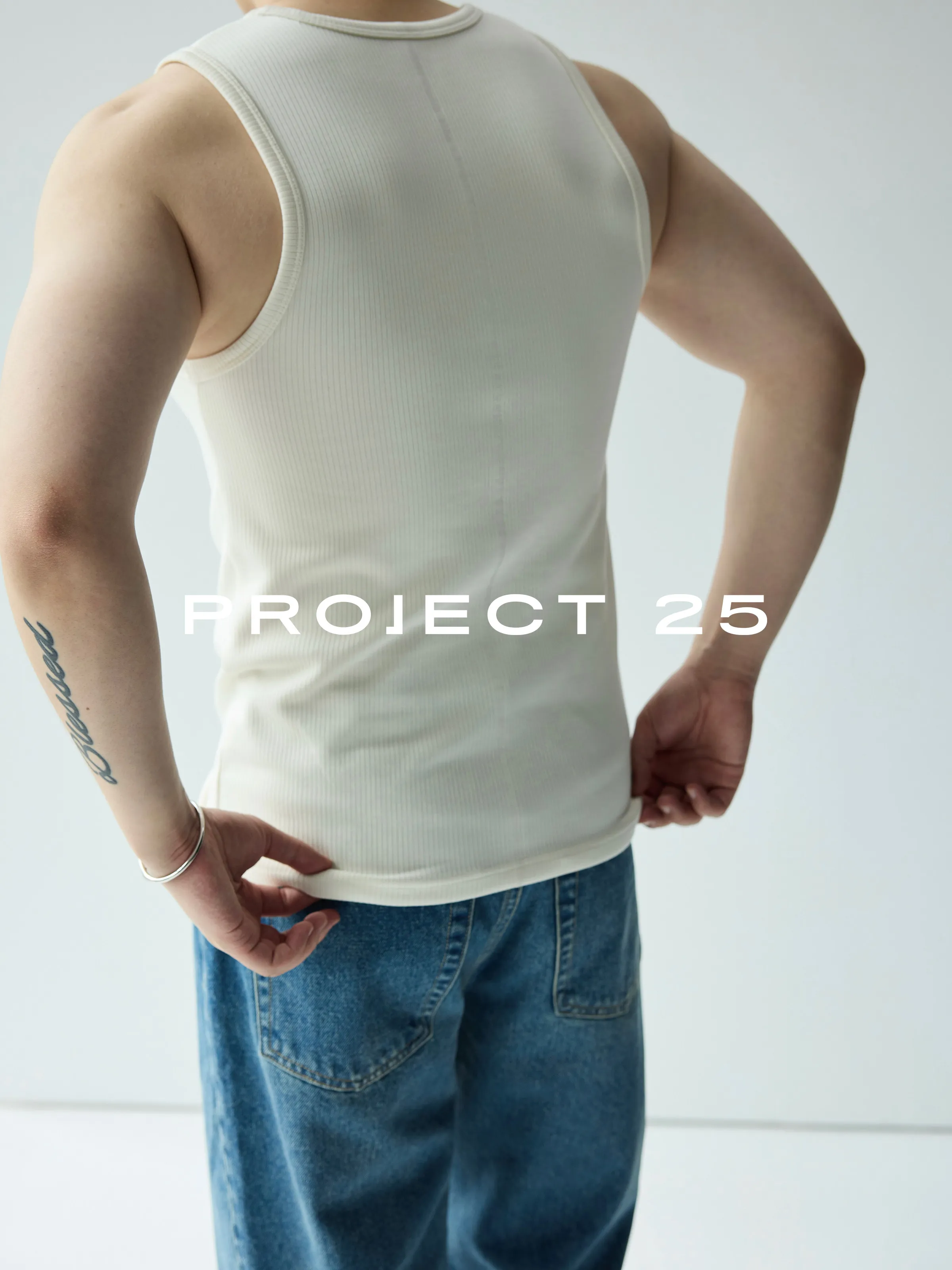 PROJECT 25 Men's 360g Heavyweight Lyocell Cotton Blend Ribbed Tank Top Comfortable Basic Sleeveless T-Shirt