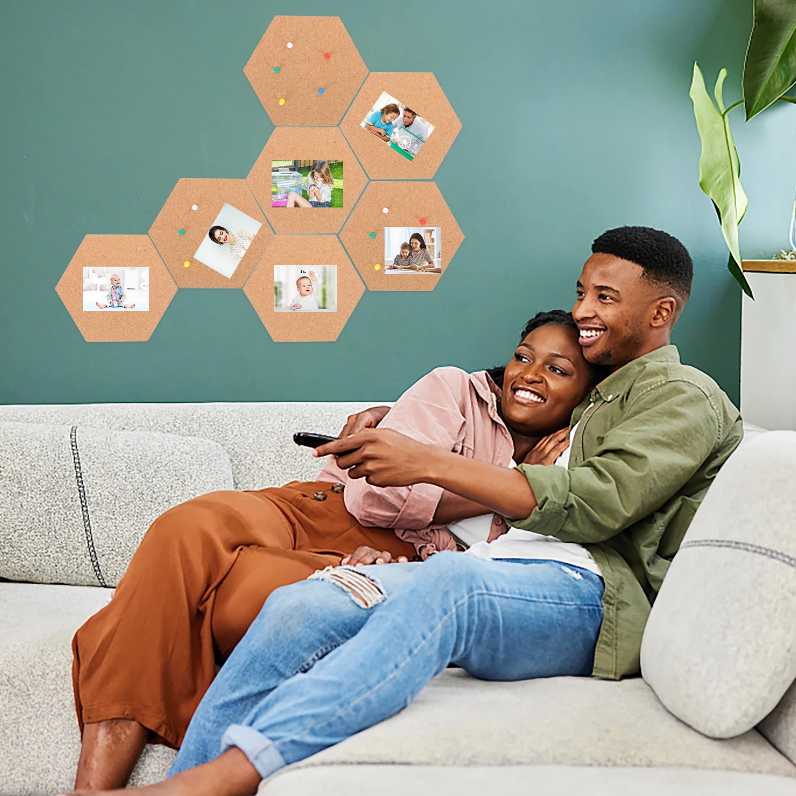 1Set Hexagon Cork Board Artistic Installation for Home Office Classroom Commercial Use Cork Board Announcement Message Boards