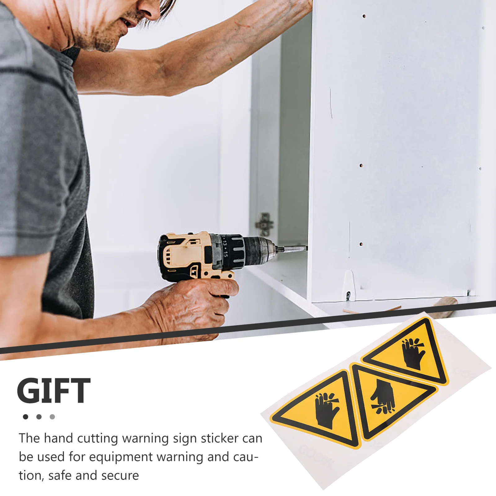 3 Pcs Warning Stickers Safety Hand Crushing Sign Caution Danger Decal Machine Decals Careful Cutting Label No Nail