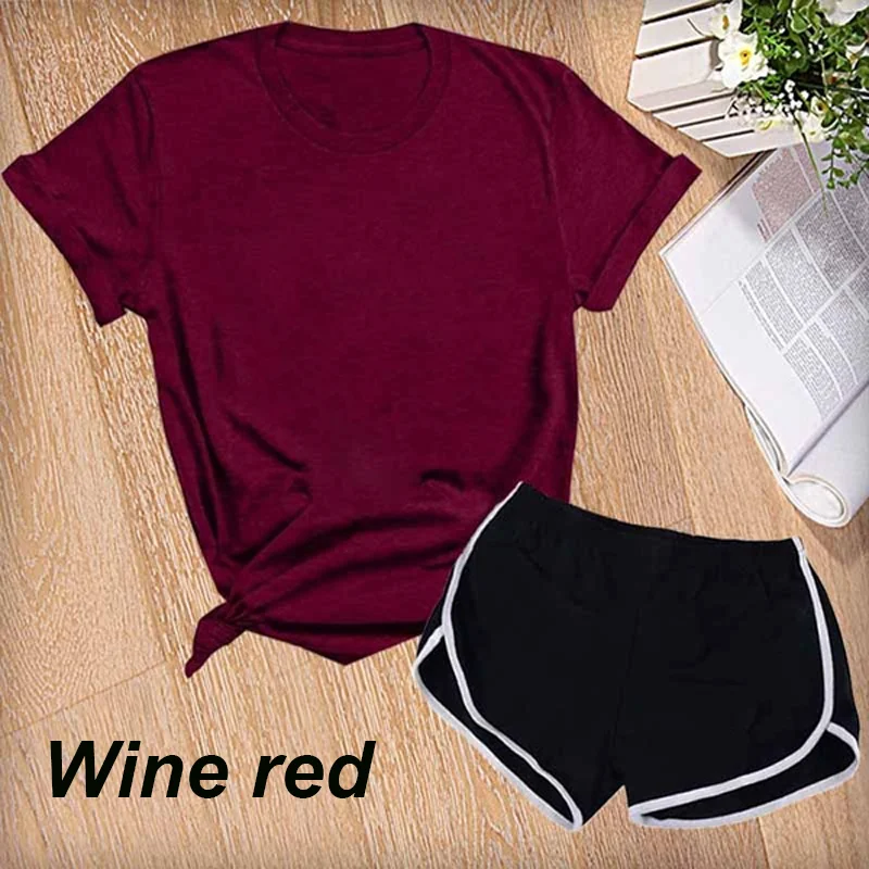 New Women Summer Short Set Sport Wear Suit Jogging Suit Yoga Casual T-shirt and Shorts