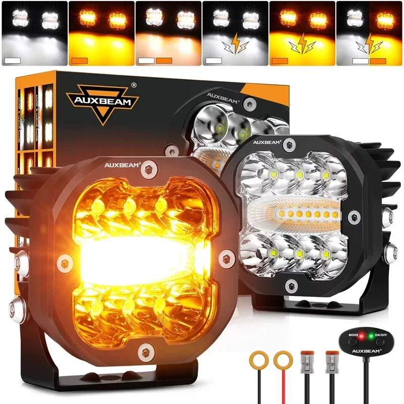 3Inch 6 Modes 96W LED Square Pod Light with Memory Function Waterproof Fog Driving Work Light For Offroad Truck SUV ATV UTV Boat