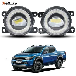 Upgrade LED Car Fog Lights with Glass Lens for Mitsubishi L200 Triton V 2015 2016 2017 2018 Angel Eyes DRL PTF Fog Head Lamp