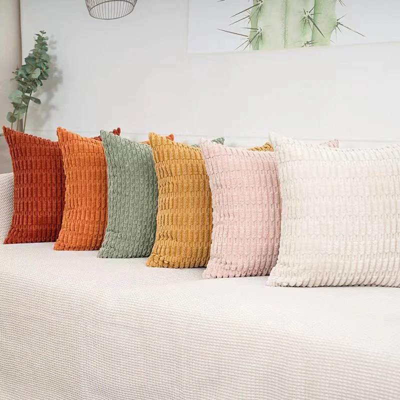 

Solid Color Corduroy Pillowcase White Green Fluffy Retro Decorative Home Pillows Throw Cushion cover For Sofa Bedroom