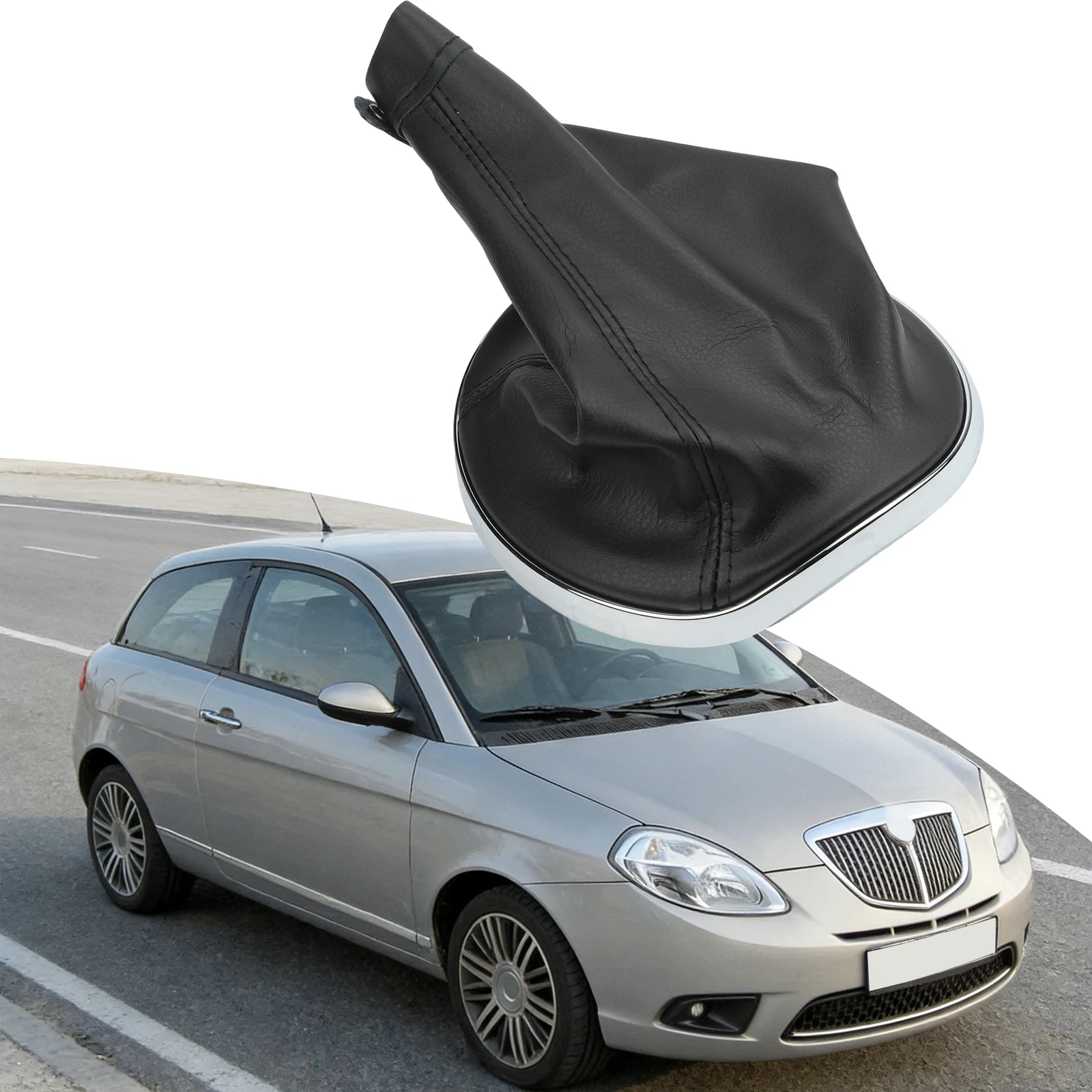 1x Gear Knob For Lancia For Ypsilon 843 2003-2011 735442310 Leather Black Gear Shift Cover Gear Shift Collars Accessories
