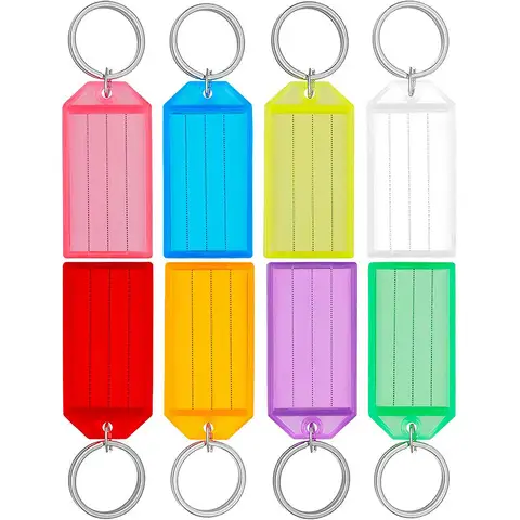 10-50pcs Colorful Plastic Keychain Key Tags label With Split Ring for DIY Numbered Name Baggage Tag ID Label Name Tags