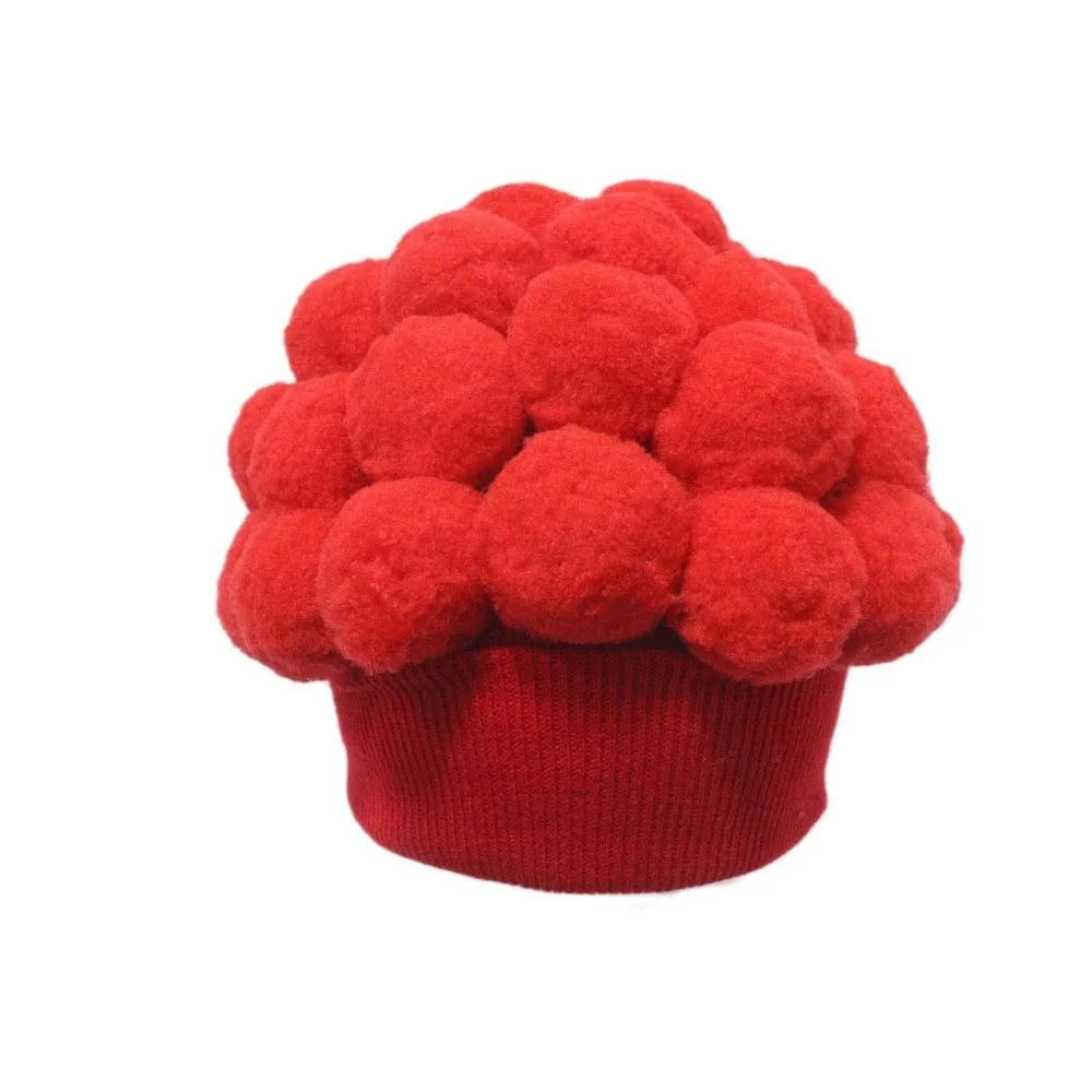 Funny Knitted Broccoli Hat Warm Lining Pompom Decoration Vegetable Beanie Cap Coldproof Brimless Novelty Headgear Cosplay Events