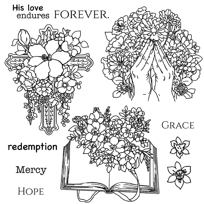 Spring Blooming Flowers And Book Cutting Dies Clear Stamp DIY Scrapbooking Metal Dies Silicone Stamp For Card Albums 4