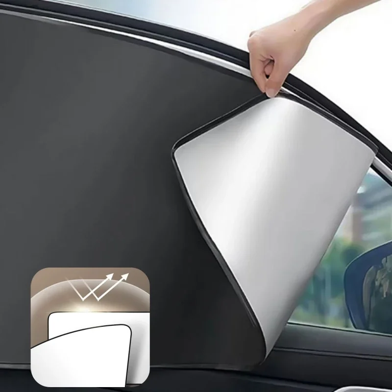 2PCS Car Side Window Shades Summer UV Protection Car Side Cover Reflective Magnetic General Motors Car Window Privacy Curtains
