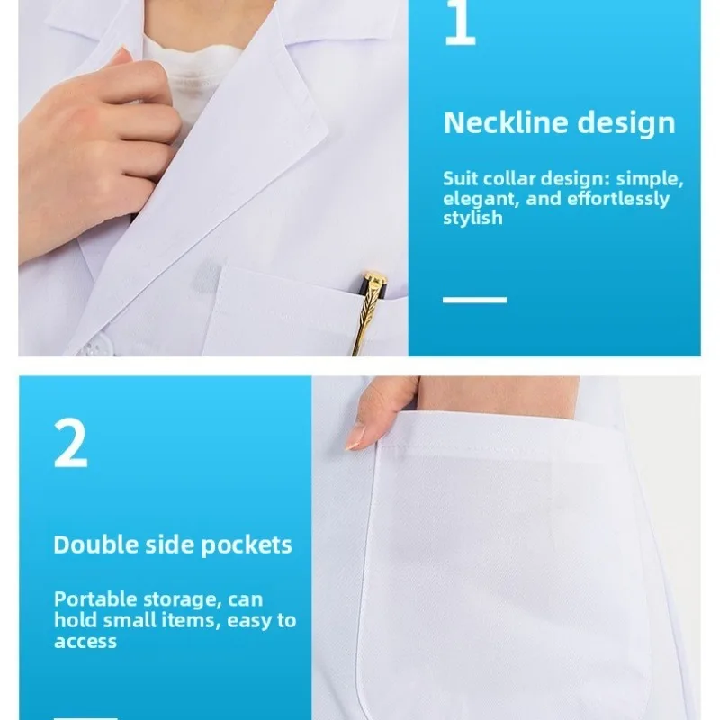 반팔 실험실 가운 의사 간호사 학생 의료 미용 클리닉 약국 작업복 슬림핏