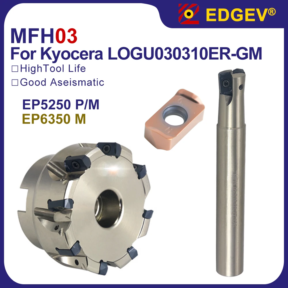 

MFH03 MFH03R серия 16-33 мм 35-100 мм 90-градусная фреза с высокой подачей LOGU 030310 LOGU030310ER твердосплавная вставка держатель инструмента с ЧПУ