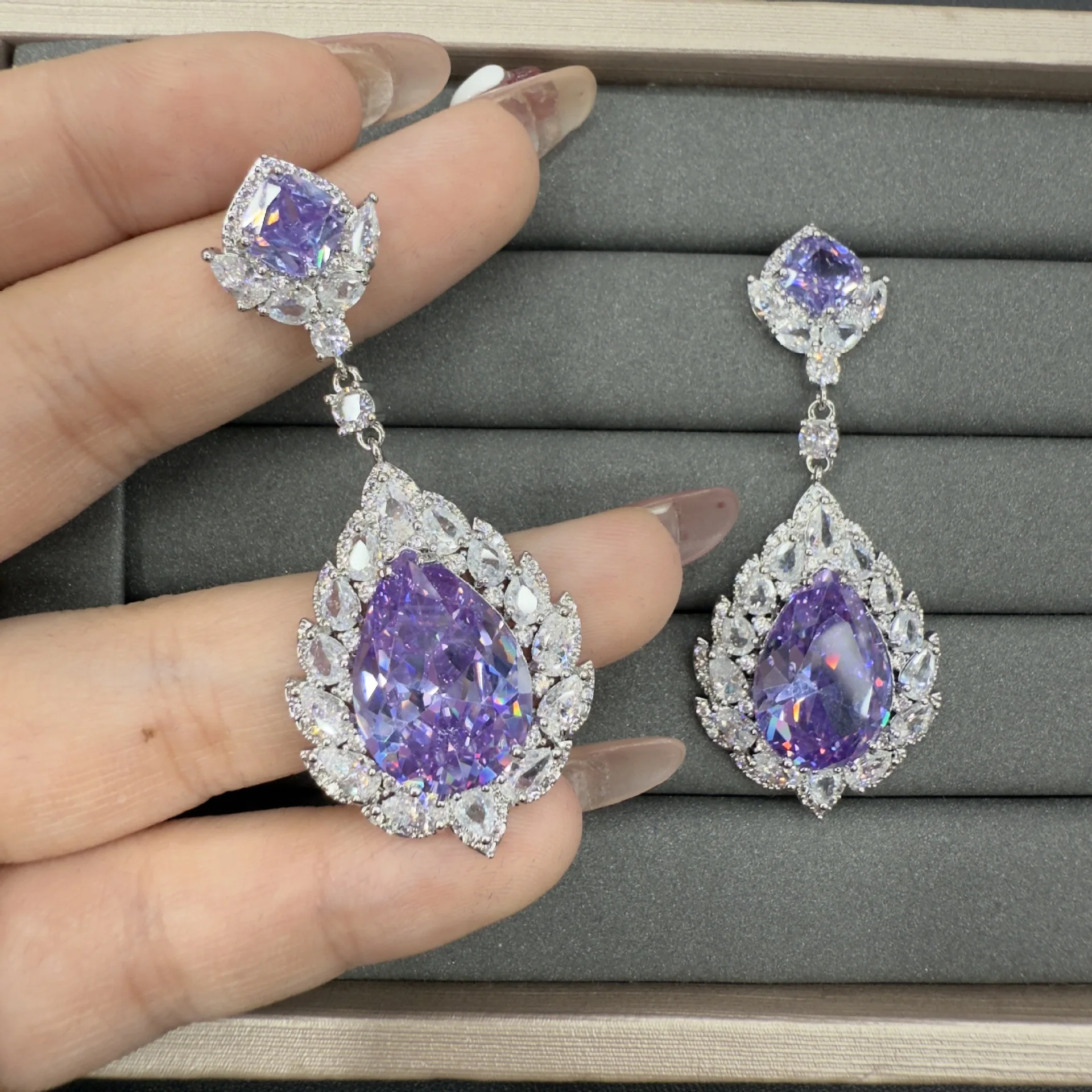 boucles-d'oreilles-de-luxe-pour-femmes-diner-mariage-mariee-pendantes-violet-blanc-jaune-pendentif-goutte-d'eau-bijoux-elegants