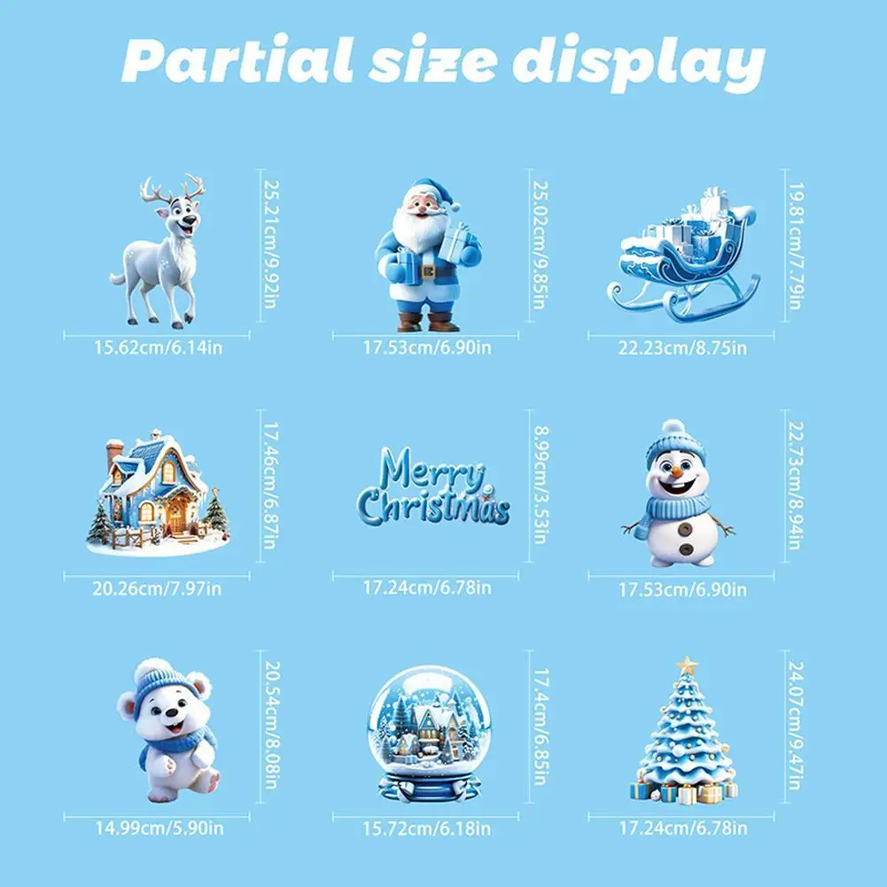 110PCS Christmas Window Clings for Glass Windows, 9 Sheets Double-Sided Static Christmas Window Stickers for Christmas Holiday