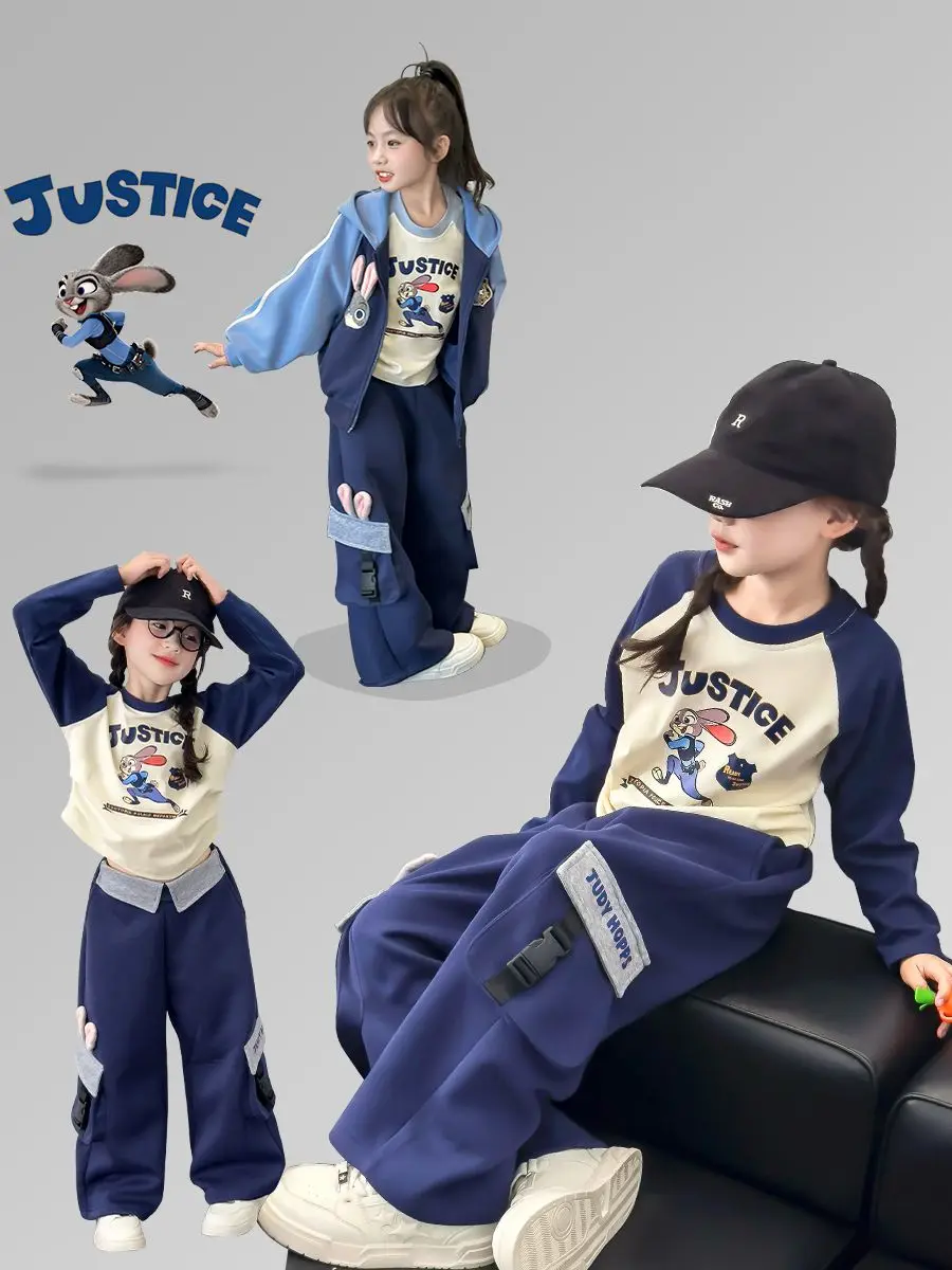 

Girls' Autumn Set New Girl Baby Western Style Rabbit Police Officer Autumn Dress Children's Korean Version College Style Coat