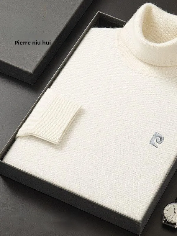 

Мужской шерстяной свитер Pierre Cardin 2024 осень-зима с высоким воротником, однотонный, теплый, вязаный пуловер