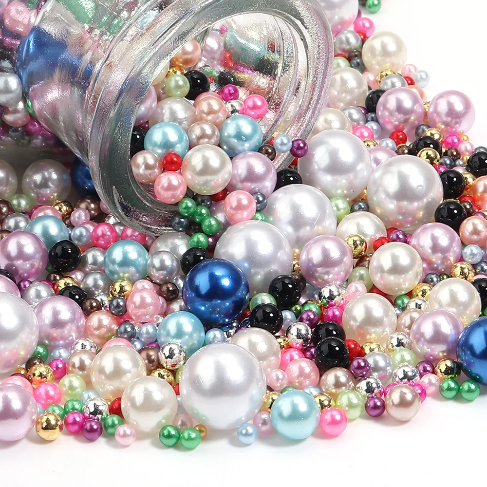 3-10mm various styles non-porous imitation pearls phantom gradient plastic beads wholesale diy cosmetic box filling decoration