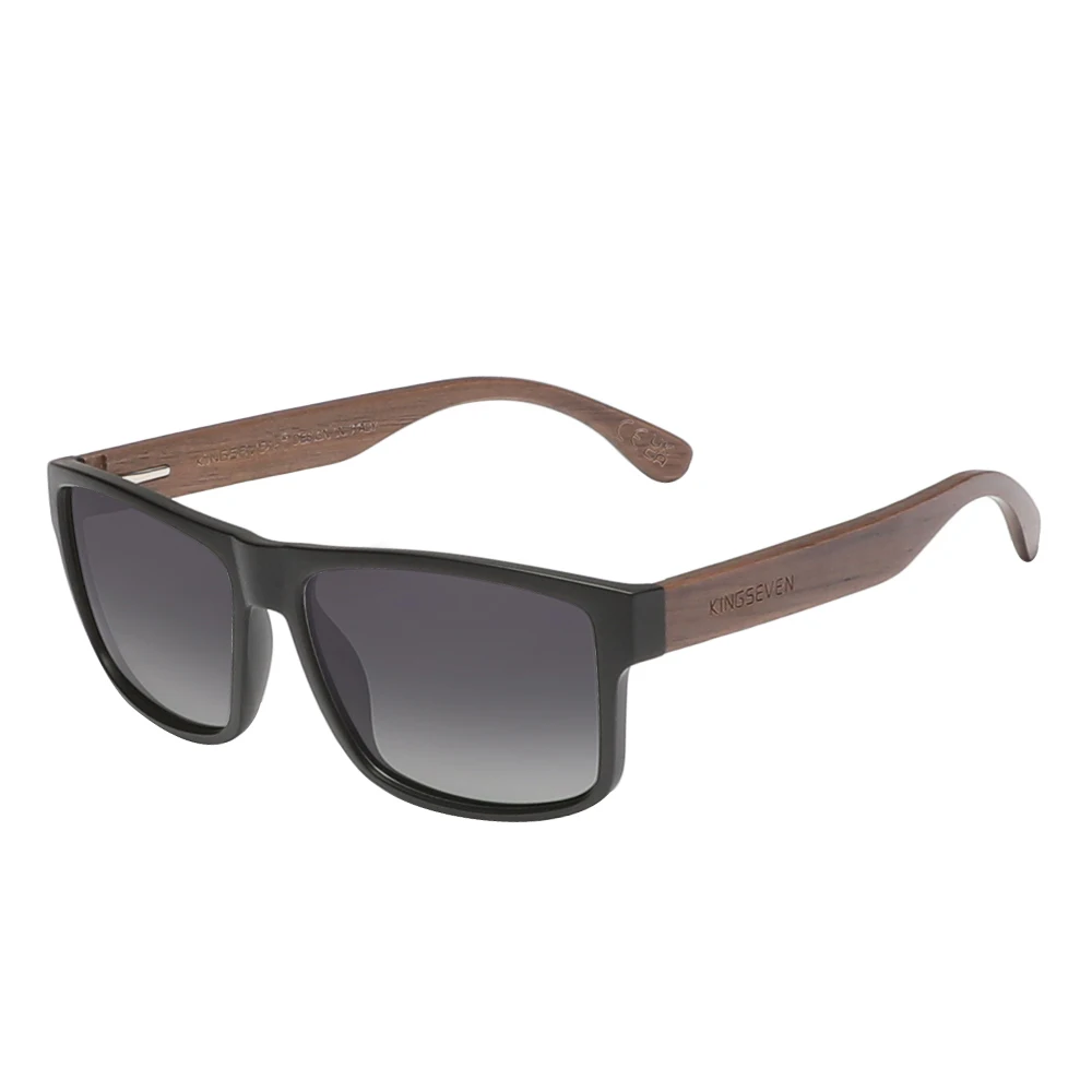 KINGSEVEN Black Walnut Wooden Polarized Sunglasses Classical UV400 Fashion Men Women Driving Travel Eyewear