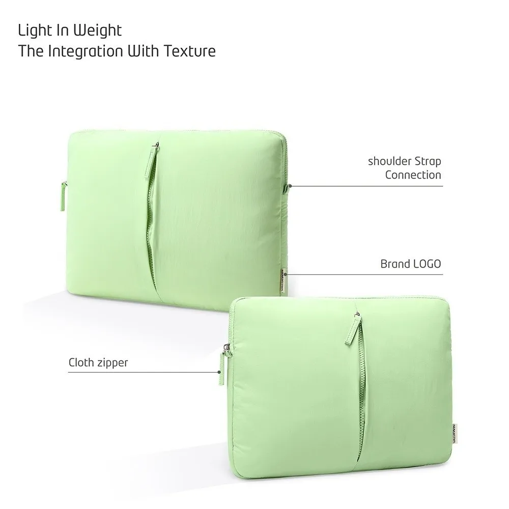 Polyester Puffy Laptop Sleeve 13.6/15.3inch Cotton Filled Notebook Case Front Pocket Zipper Closure for Lenovo Dell Laptop