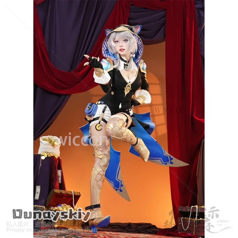 อะนิเมะเกม Honkai Star Rail คอสเพลย์ Cipher เครื่องแต่งกายเซ็กซี่แมว Furry ชุด Jumpsuit Punk Hood วิกผมรองเท้า Jirai Kei สาวที่กําหนดเอง