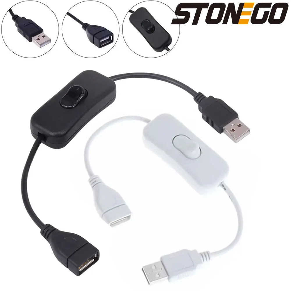 28/100cm USB Lamp Fan Power Supply Line Durable Adapter USB Headset LED USB Cable with Switch ON/OFF Cable Extension Toggle