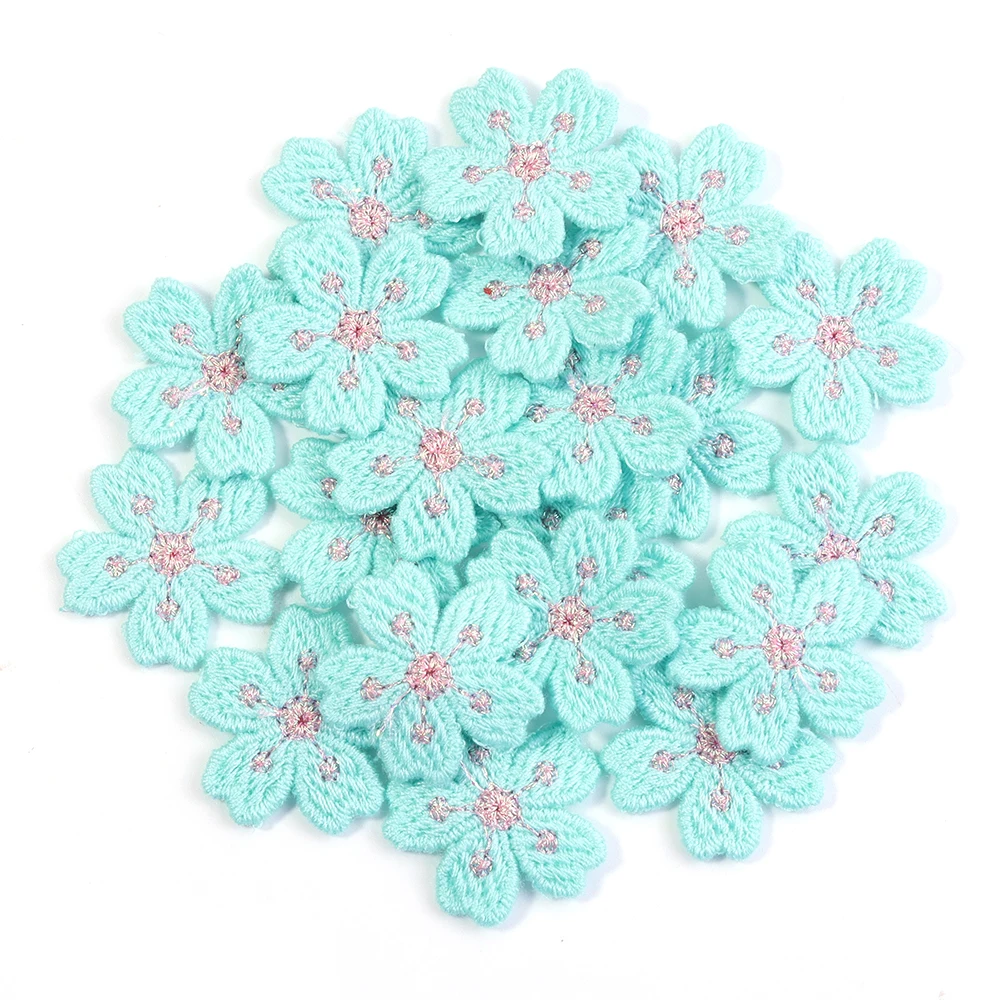 20 stks/partij Borduren Bloem Applicaties Veelkleurige 2.4 cm Kleding Patches Sticker Voor DIY Ornamenten Naaibenodigdheden Accessoires